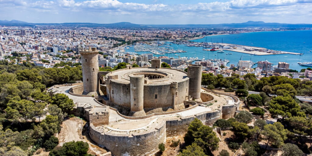 Aerial view of Castell de Bellver, one of the things to do in Palma Mallorca in one day